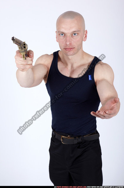 Muscular Man Posing Leaning against a Wooden Fence with a Gun · Free Stock  Photo