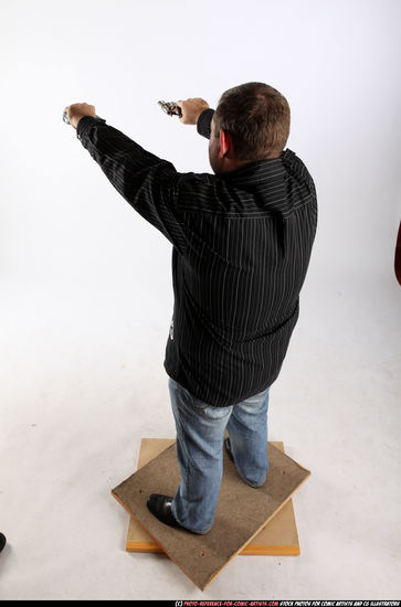 Man Adult Chubby White Fighting with gun Standing poses Casual