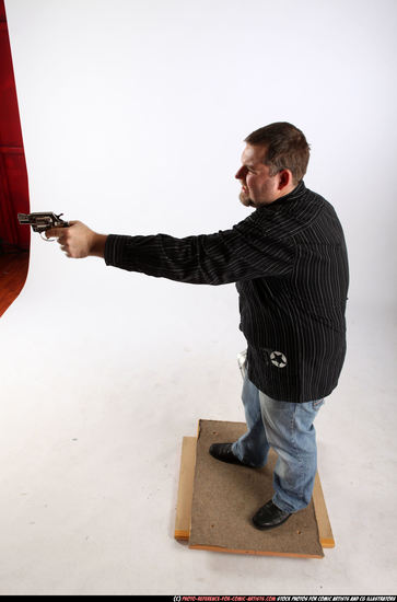 Man Adult Chubby White Fighting with gun Standing poses Casual