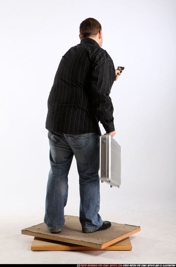 Man Adult Chubby White Fighting with gun Standing poses Casual