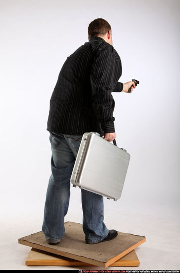 Man Adult Chubby White Fighting with gun Standing poses Casual