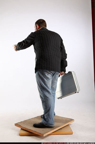 Man Adult Chubby White Fighting with gun Standing poses Casual