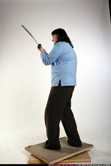 Woman Old Chubby White Martial art Standing poses Casual