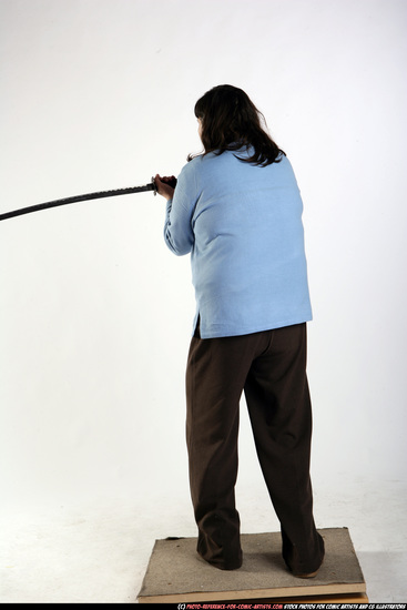 Woman Old Chubby White Martial art Standing poses Casual