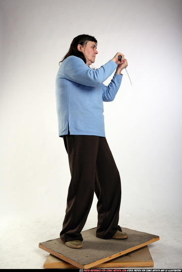 Woman Old Chubby White Martial art Standing poses Casual