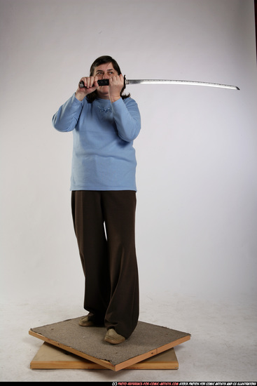 Woman Old Chubby White Martial art Standing poses Casual