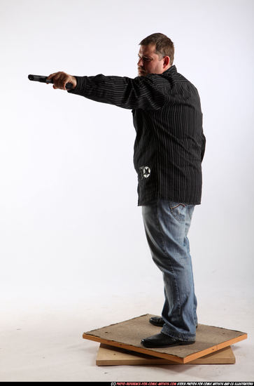 Man Adult Chubby White Fighting with gun Standing poses Casual