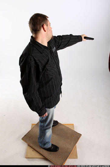 Man Adult Chubby White Fighting with gun Standing poses Casual