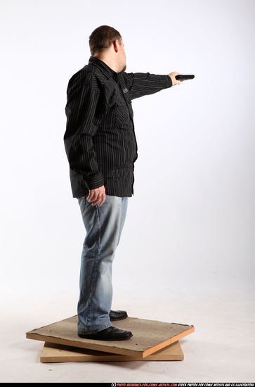 Man Adult Chubby White Fighting with gun Standing poses Casual