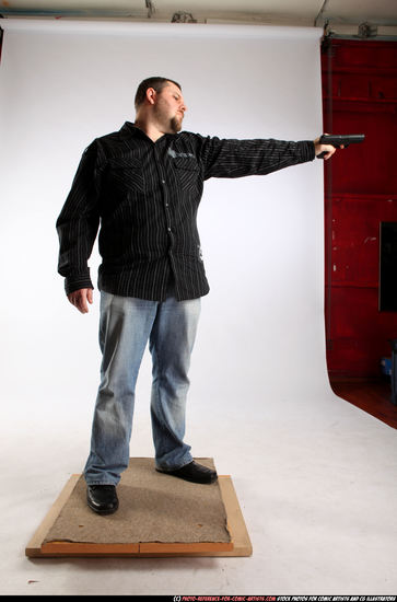 Man Adult Chubby White Fighting with gun Standing poses Casual