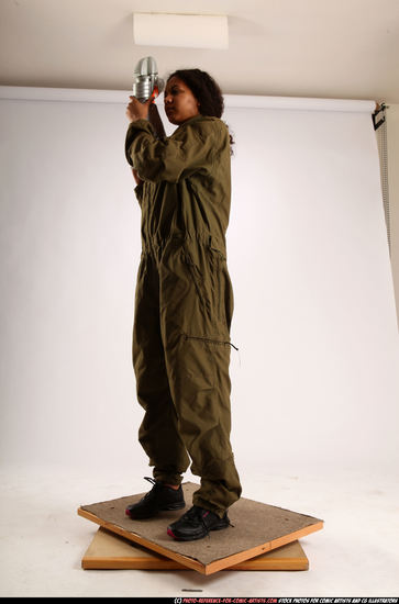 Woman Young Athletic Black Martial art Standing poses Army