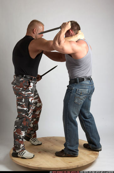 Adult Muscular White Fighting with sword Standing poses Casual Men