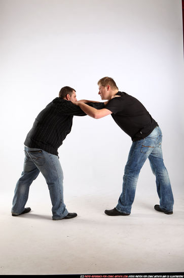 Adult Chubby White Fist fight Standing poses Casual Men