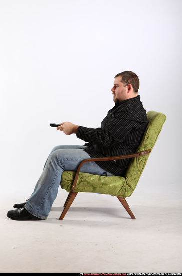 Man Adult Chubby White Daily activities Sitting poses Casual