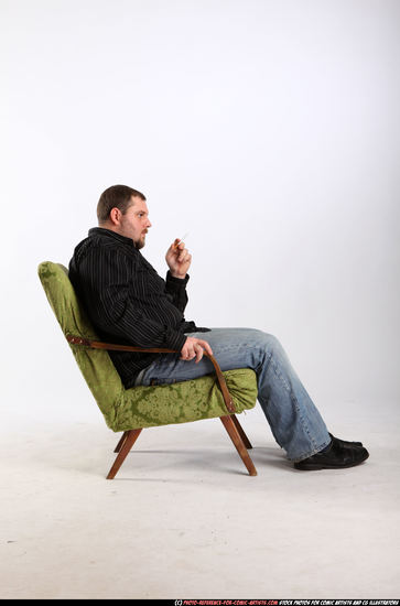 Man Adult Chubby White Daily activities Sitting poses Casual