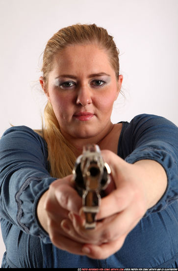 Woman Adult Chubby White Fighting with gun Standing poses Casual