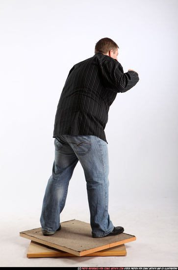 Man Adult Chubby White Fighting with knife Standing poses Casual