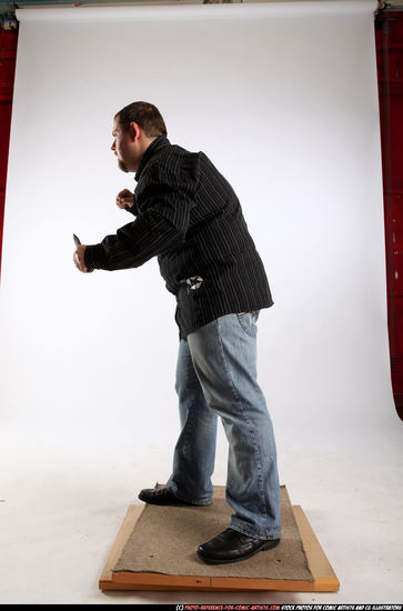 Man Adult Chubby White Fighting with knife Standing poses Casual