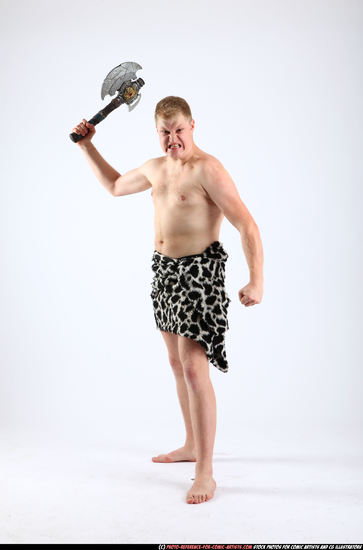 Man Adult Average White Fighting with sword Standing poses Underwear