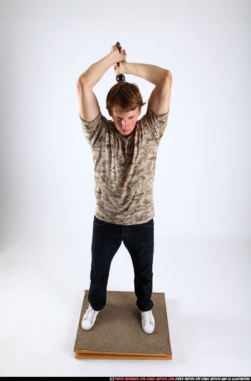 Man Young Athletic White Fighting with sword Standing poses Casual