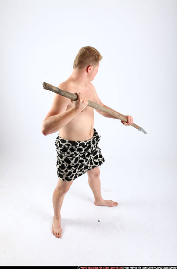 Man Adult Average White Fighting with spear Standing poses Army