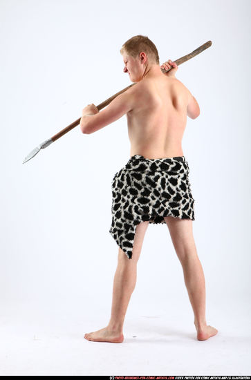 Man Adult Average White Fighting with spear Standing poses Army