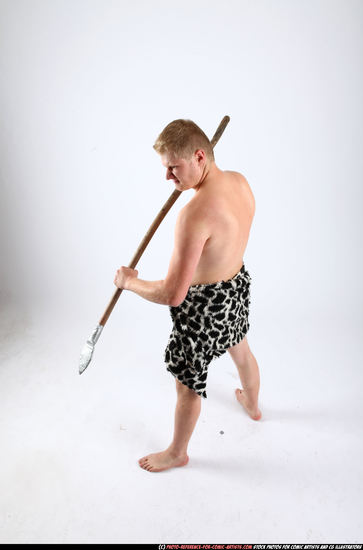 Man Adult Average White Fighting with spear Standing poses Army