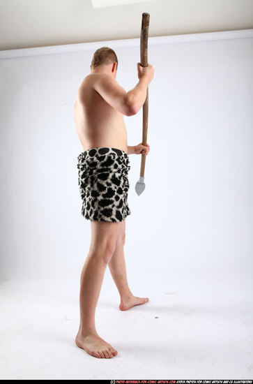 Man Adult Average White Fighting with spear Standing poses Army