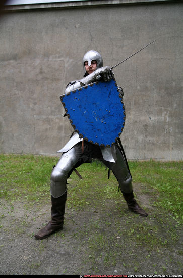 Man Adult Average White Fighting with sword Fight Army