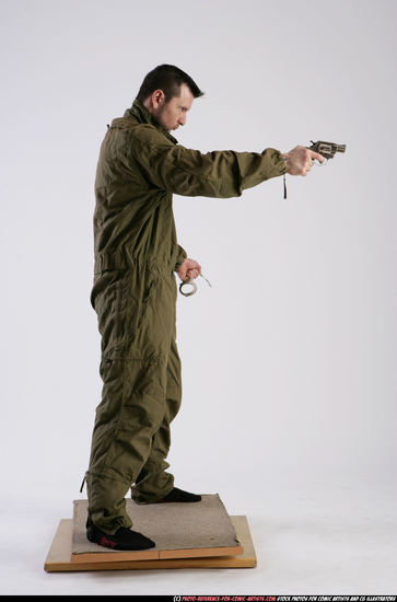 Man Adult Athletic White Fighting with gun Standing poses Army