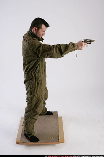 Man Adult Athletic White Fighting with gun Standing poses Army