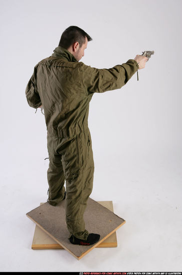 Man Adult Athletic White Fighting with gun Standing poses Army