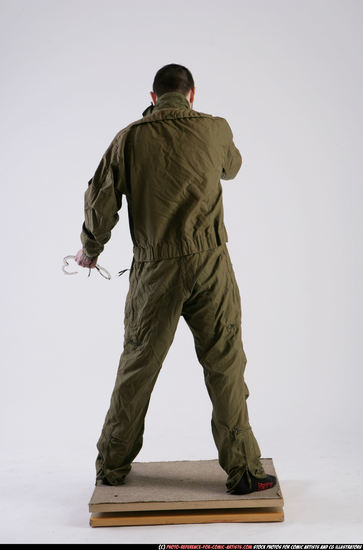 Man Adult Athletic White Fighting with gun Standing poses Army