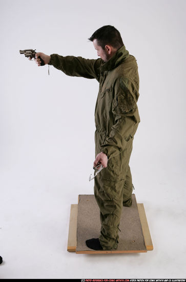 Man Adult Athletic White Fighting with gun Standing poses Army