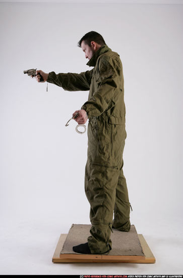 Man Adult Athletic White Fighting with gun Standing poses Army