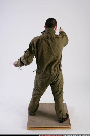 Man Adult Athletic White Fighting with gun Standing poses Army