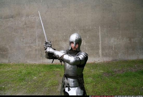 Man Adult Average White Fighting with sword Standing poses Army