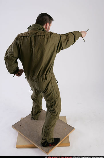 Man Adult Athletic White Fighting with knife Standing poses Army