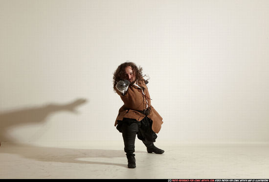 Man Adult Chubby White Fighting with sword Standing poses Army