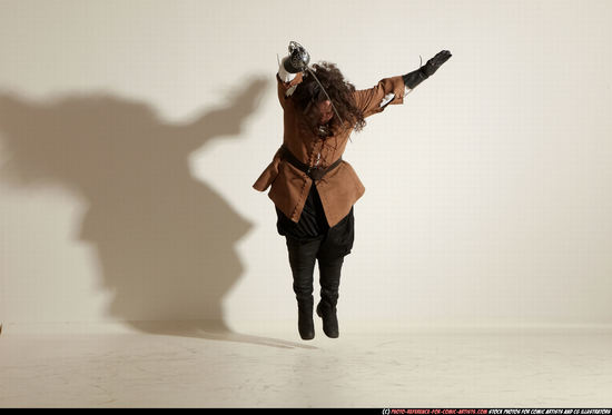 Man Adult Chubby White Fighting with sword Standing poses Army