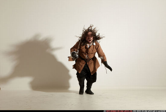 Man Adult Chubby White Fighting with sword Standing poses Army