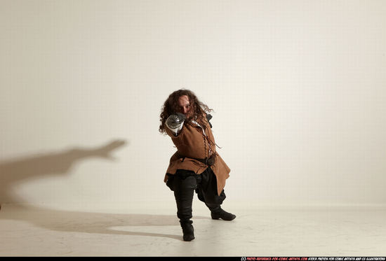 Man Adult Chubby White Fighting with sword Standing poses Army