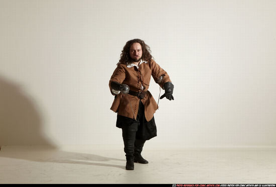 Man Adult Chubby White Fighting with sword Standing poses Army