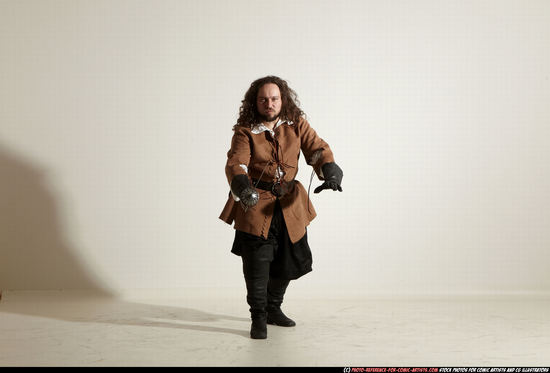 Man Adult Chubby White Fighting with sword Standing poses Army