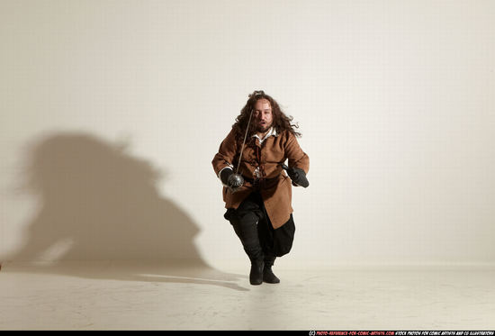 Man Adult Chubby White Fighting with sword Standing poses Army