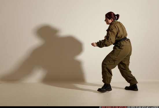 Woman Adult Average White Martial art Moving poses Army