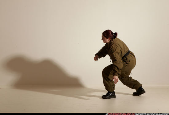 Woman Adult Average White Martial art Moving poses Army