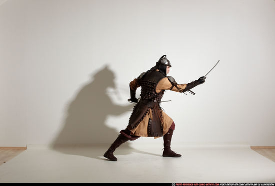 Man Adult Average White Fighting with sword Moving poses Army