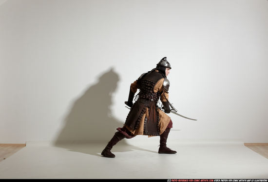 Man Adult Average White Fighting with sword Moving poses Army