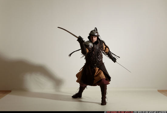 Man Adult Average White Fighting with sword Moving poses Army